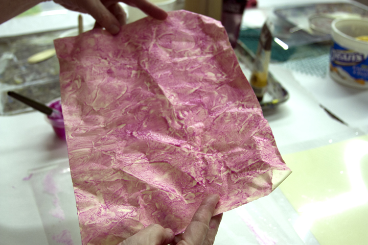 what can we get when we crinkle wet paste paper?
